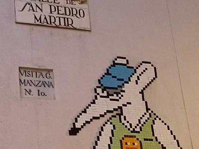 Lapin pixel art rue San Pedro Mártir — Street art de Basket of Nean à Madrid