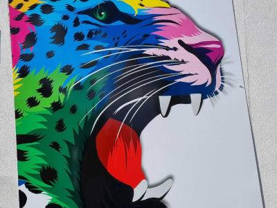Léopard multicolore pop art — Street art à Clermont-Ferrand