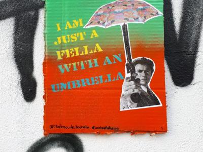 Fella with an umbrella