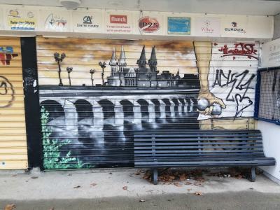 Skyline de Moulins sur rideau — Street art à Moulins