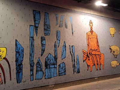 Narrative Mural with Stylized Animals — Street art in Paris