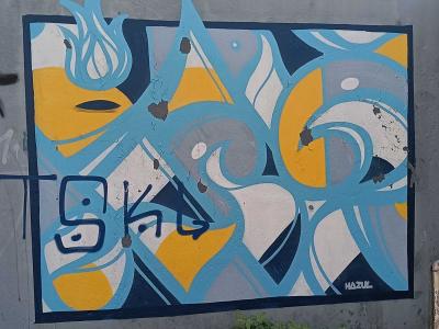 Blue and Yellow Abstract Composition by Hazul — Street art by Hazul in Porto