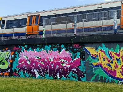 Mural Under Train Viaduct — Street art in London