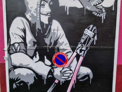 Woman and Dove — Street art by OTIST in Grenoble