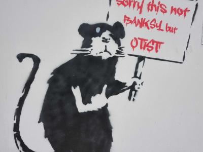 Rat d'Otist — clin d'œil à Banksy — Street art de OTIST à Grenoble
