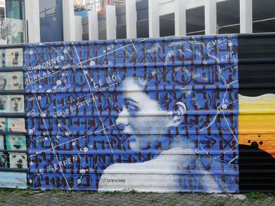 Star Chart and White Profile — Street art by Seb Bouchard in Nantes