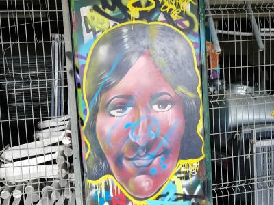 Realistic Portrait Covered with Tags — Street art in Paris