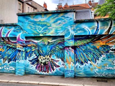 Large Bird with Spread Wings — Street art by Srek, Killah One, Greg Di Pasquale in Grenoble