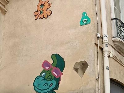 Trio d'animaux pixélisés par A2 — Street art de A2, Gzup, Zigom à Paris