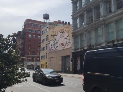 Graffiti linéaire portrait minimaliste — Street art de DFace à New York