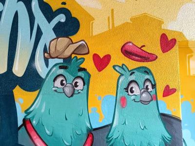 Loving Turquoise Birds — Street art in Berlin