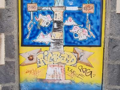 Colorful Lighthouse and Festive Characters — Street art in Clermont-Ferrand