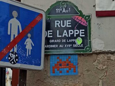 Invader on Rue de Lappe in Paris — Street art in Paris