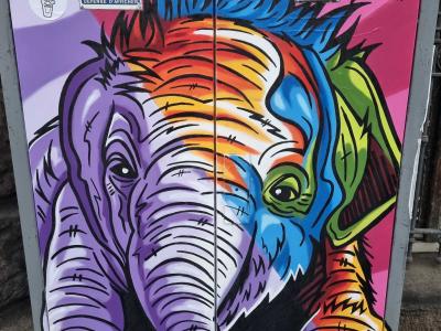 Colorful Psychedelic Elephant — Street art by Noïse aka N°15 in Strasbourg