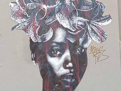 Woman Portrait with Floral Crown — Street art by Seb Bouchard in Nantes