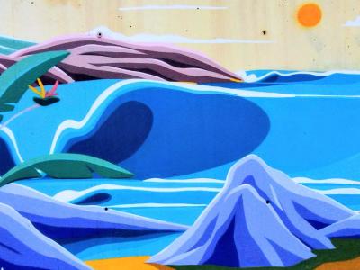 Paysage tropical stylisé — Street art à Saint-Paul