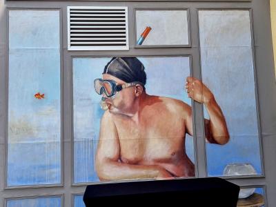 Snorkeling Window — Street art in Clermont-Ferrand