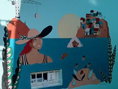 Scène maritime colorée et narrative — Street art de Servane Ardeois à Rezé