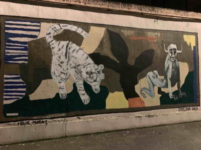 White Tiger and Horned Creature — Street art in Strasbourg