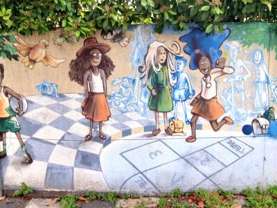 Children Playing Hopscotch — Street art in Grenoble
