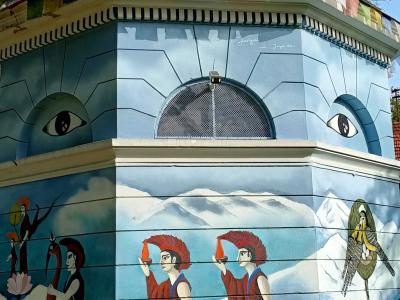 Dome with colorful figures — Street art by Jurga Užkurnytė in Vilnius