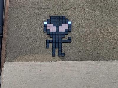 Minimalist Pixel Character — Street art by Mr Djoul in Toulouse