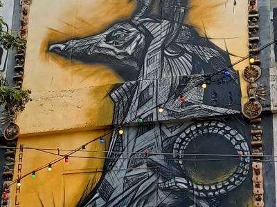 Anubis God in Black and Gold — Street art by An.So in La Rochelle