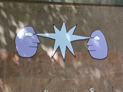Abstract Meeting — Street art by Chinelo in Prague