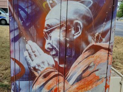 Portrait violet et orange — Street art de Dan23 à Strasbourg