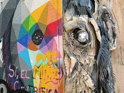 Monkey — Street art de Bordalo II, OKUDA à Madrid