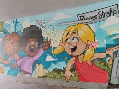 Bande Dessinée Colorée Joyeuse — Street art à Berlin