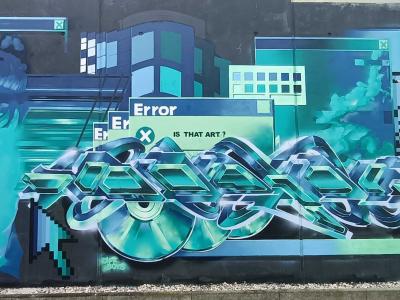 Turquoise Technological Woman — Street art by Doroc, Jiffboys in Berlin