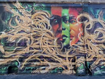 Double portrait aux cheveux dorés — Street art à Clermont-Ferrand