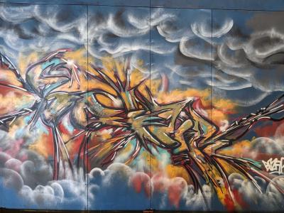 Aigle sauvage dans les nuages à Rennes — Street art à Rennes