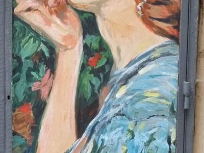 Art Nouveau Woman with Rose — Street art in Clermont-Ferrand