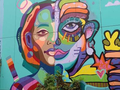 Colourful Female Portrait by Mariana Pavanelli and Bona Berlin — Street art by Mariana Pavanelli, Bona Berlin in Berlin