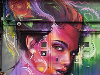 Neon Face — Street art by Mr CENZ in London