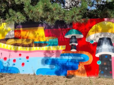 Surrealist Mural — Mushrooms and Diamonds — Street art in Strasbourg