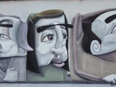 Three Expressive Heads — Street art in Le Pont-de-Claix