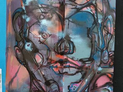 Expressive Colored Head — Street art in London