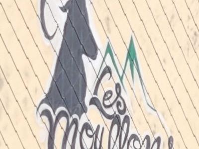 "Les Mouflons" Painted Logo, Mont-Dore — Street art in Mont-Dore