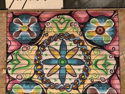 Geometric Flowers Ortega — Street art in Toledo
