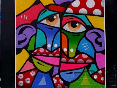 Pop Art Colorful Face — Street art in London