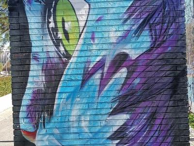 Blue Creature with Green Eye — Street art in Madrid