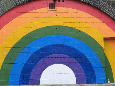 Geometric rainbow — Street art in London