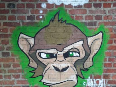 Man Kill Monkey — Street art in Le Vaudreuil