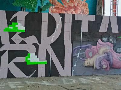 Malditas Ternura, Lettering and Pink Octopus — Street art by Malditas Ternura in Berlin
