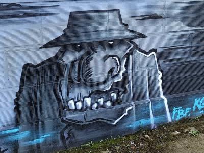 Personnage noir au chapeau — Street art à Rennes