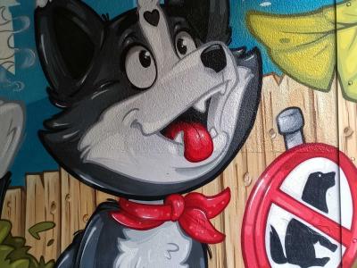 Chien Pop Noir et Blanc — Street art à Berlin