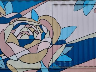 Peony in Stained Glass, Second Panel Vichy — Street art in Vichy